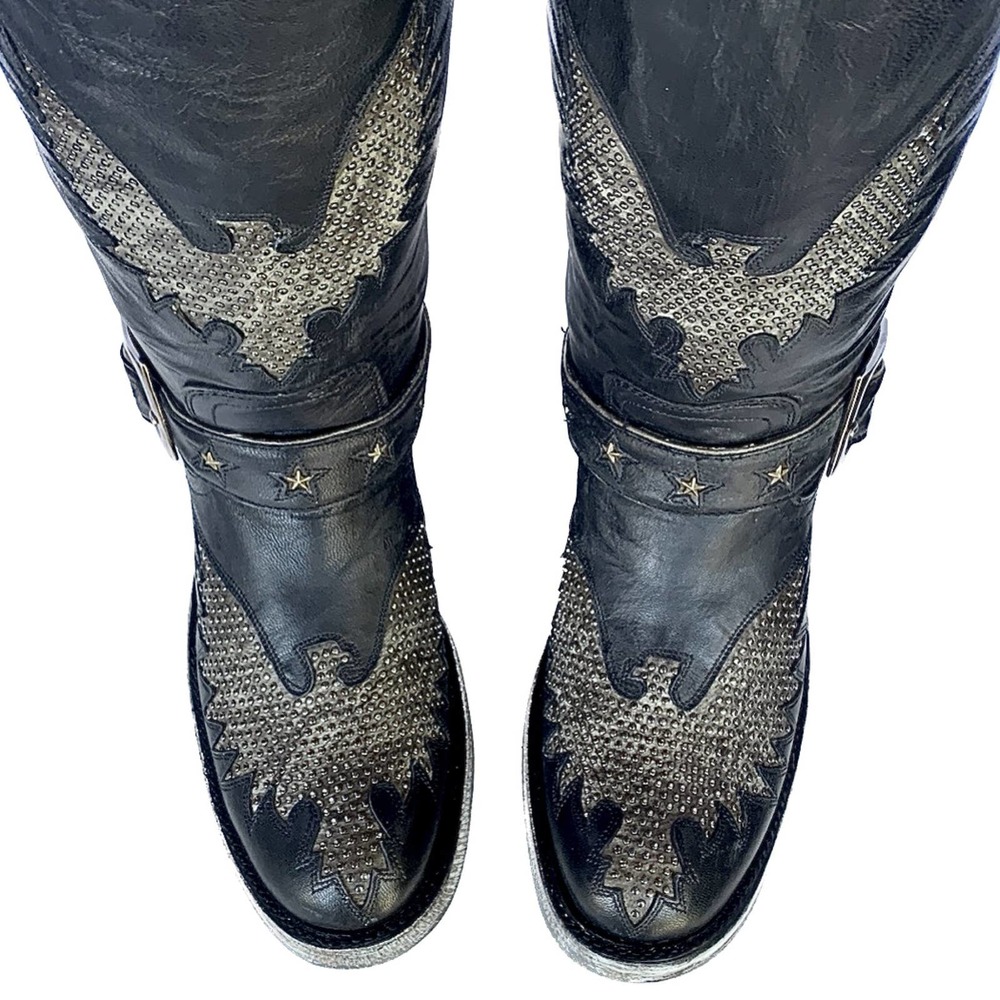 SOLD OLD GRINGO Biker Iron Eagle Harness Black Moto Cowgirl Cowboy Western Boots - Picture 3 of 6